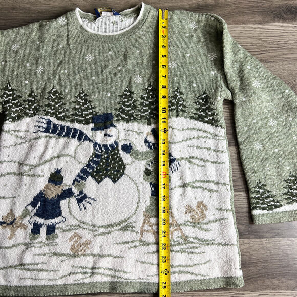 VTG Willow Ridge Sweater Womans Medium Acrylic Winter Snowman Nature Made in USA - Picture 7 of 8